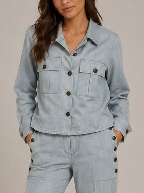 NWOT RARE Koshka Paris washed Chambray Utility Jacket Womens Sz 4 Small